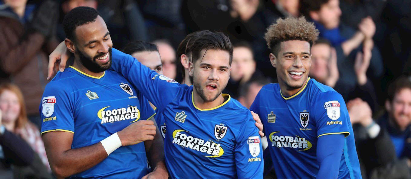 AFC Wimbledon Kit with Football Manager Logo Sponsor